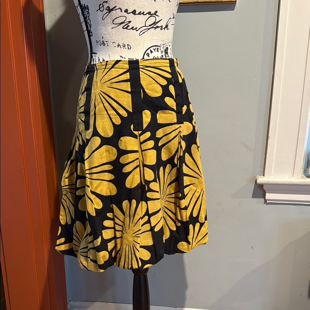 I.N.C. Floral Black and Yellow Bubble-Hem Skirt (8)